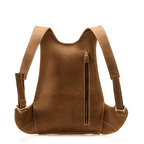 Stylish quality leather travel backpack with a sleek design and functional zipper pockets