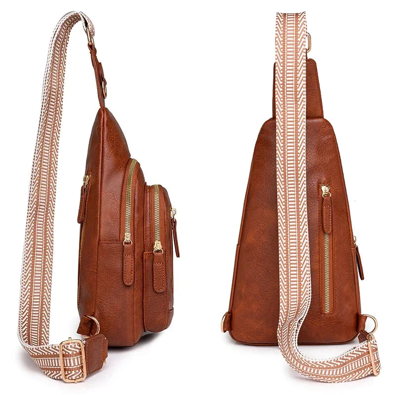 Brown leather travel bag with adjustable strap for quality travel bags
