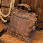 Brown leather messenger bag, durable material, ideal for travel, quality travel bags