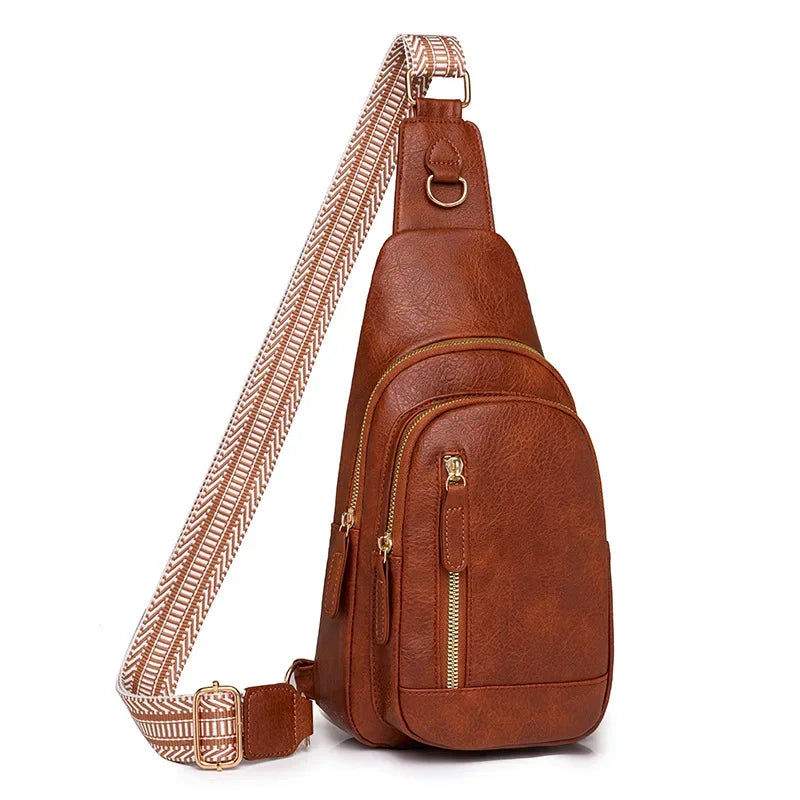 Brown leather sling bag, stylish, perfect for daily travel, quality travel bags