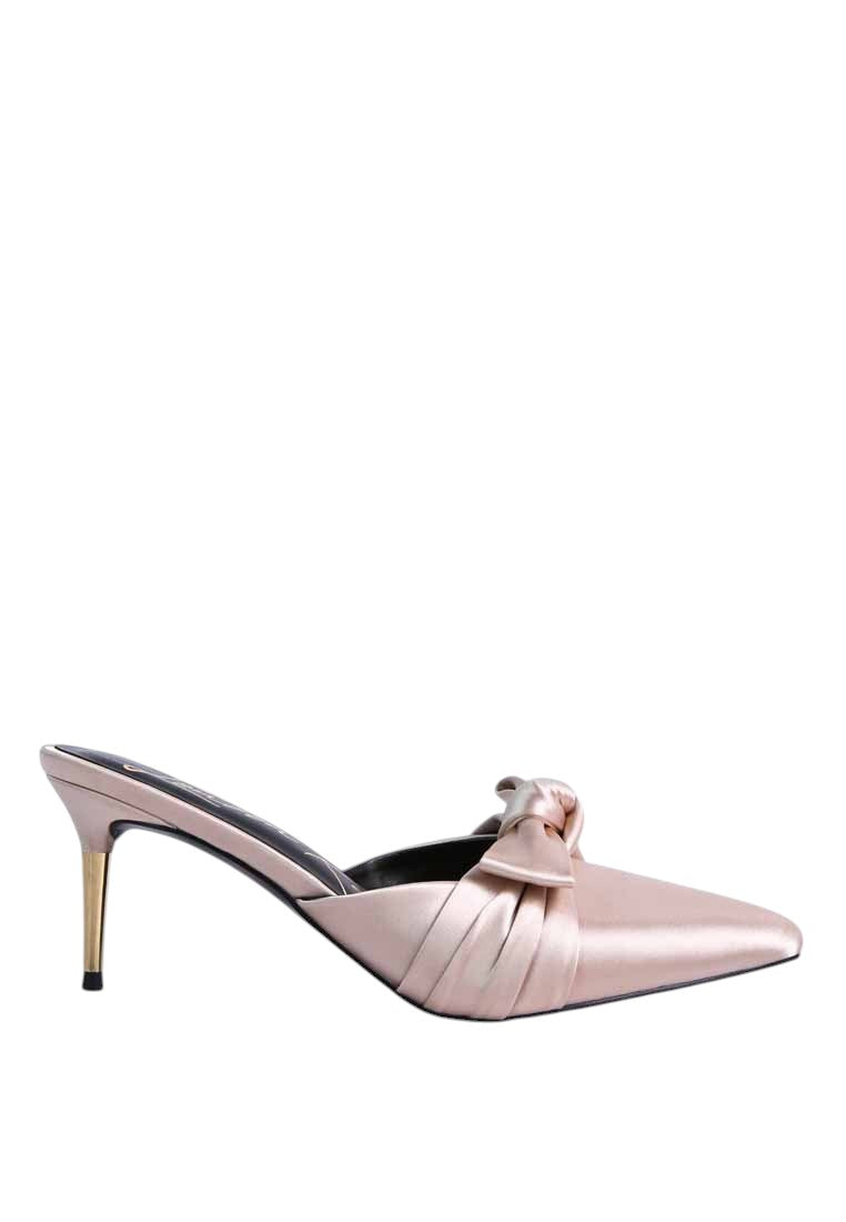 Sandales mules à talons aiguilles en satin Queenie