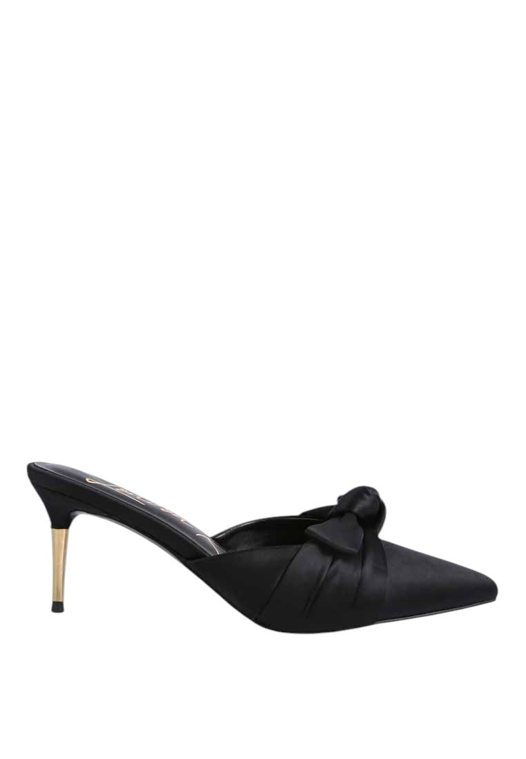 Sandales mules à talons aiguilles en satin Queenie