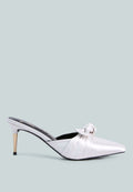 Queenie Satin Stiletto Mule Sandals