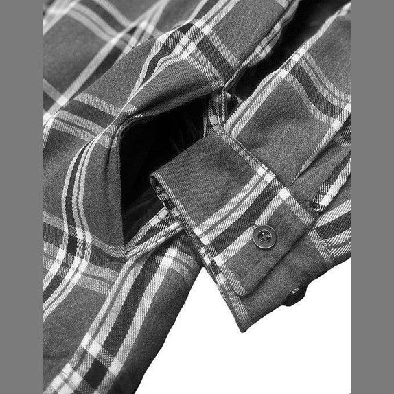 WEIV quilted flannel shirt for men featuring a classic plaid pattern and buttoned cuffs