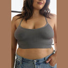 Leto Accessories gray racerback bralette plus size with ribbed design for comfortable wear