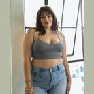 Leto Accessories racerback bralette plus size in gray, perfect for comfortable layering or casual wear