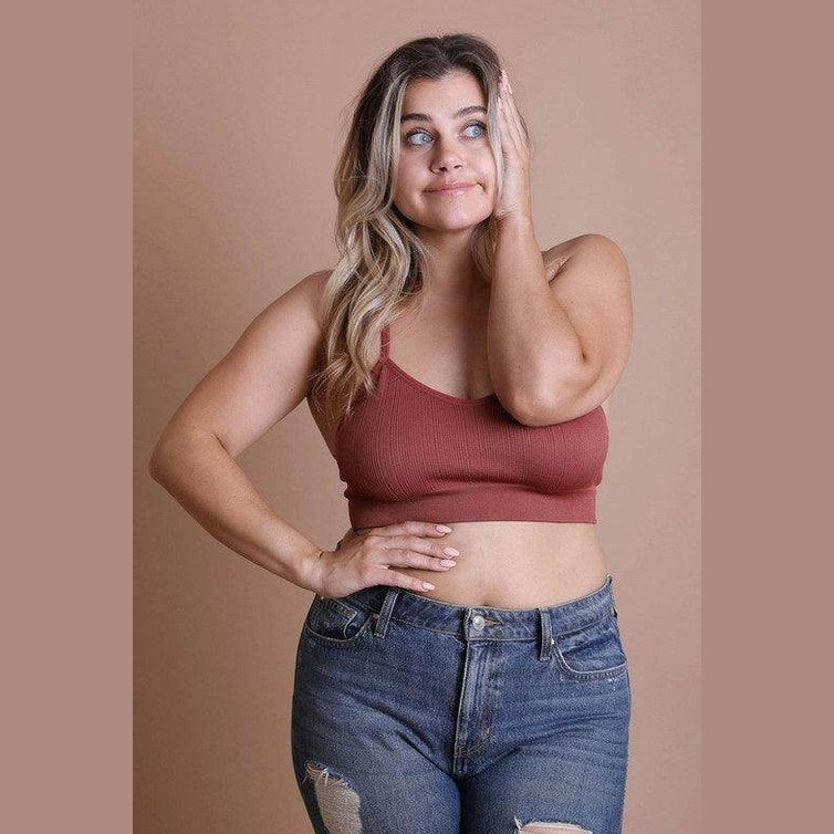 Leto Accessories racerback bralette plus size in rust color, perfect for comfortable everyday wear