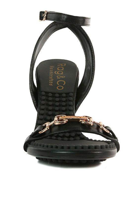 Rag Company Black Strappy Heels with Elegant Design and Comfortable Platform Sole