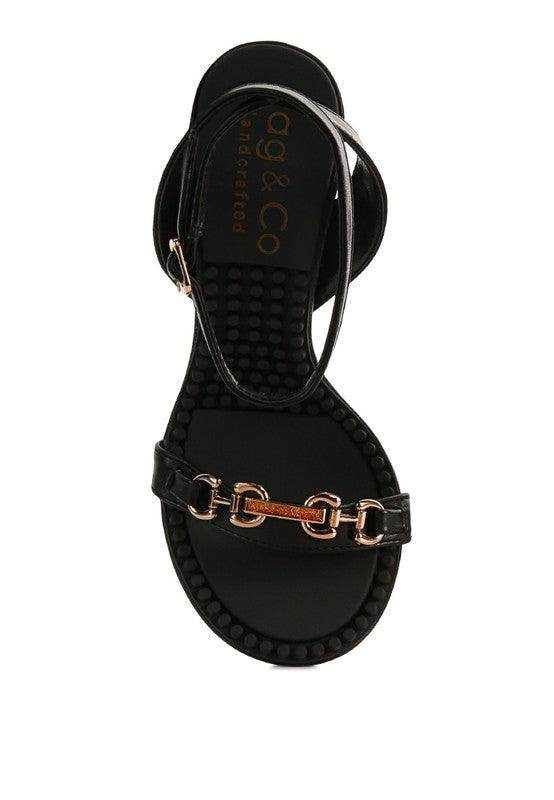 Elegant black strappy heels from Rag Company with chic chain detail and comfortable sole