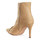 Rag Company women's chic bow detail ankle boots in tan suede with side zipper and high heel