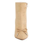 Rag Company women's chic bow detail ankle boots in beige with side zipper closure