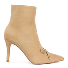 Rag Company women's beige ankle boots with pointed toe and chic bow detail ankle boots