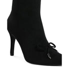 Rag Company black women's chic bow detail ankle boots with pointed toe and high heel
