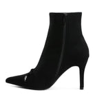 Rag Company chic bow detail ankle boots in black suede with side zipper and stiletto heel