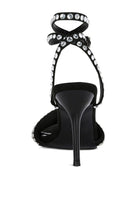 Rag Company black high heeled diamante sandals for elegant occasions