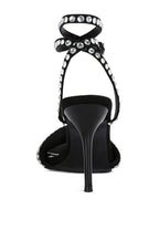 Rag Company black high heeled diamante sandals for elegant occasions