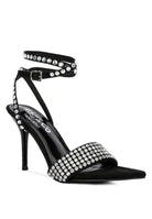 Women's black high heeled diamante sandals for elegant occasions