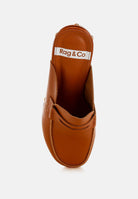 London Rag International recycled leather platform clogs in brown for stylish and eco-friendly comfort