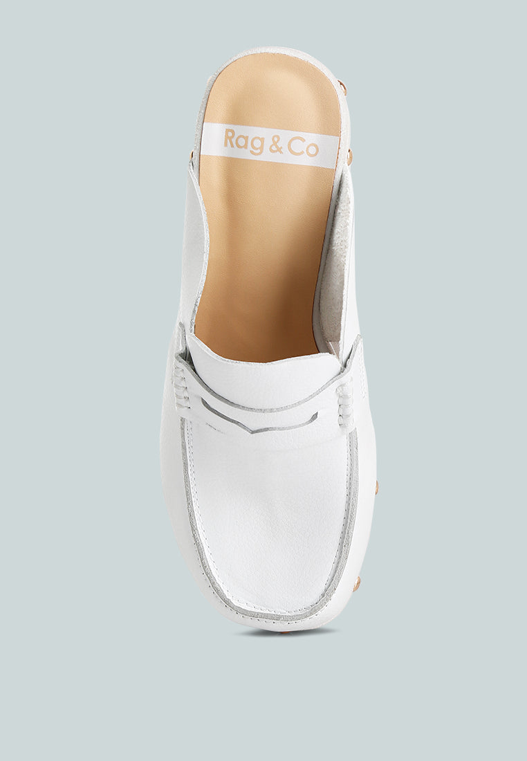 Women's white recycled leather platform clogs by London Rag International for stylish summer wear
