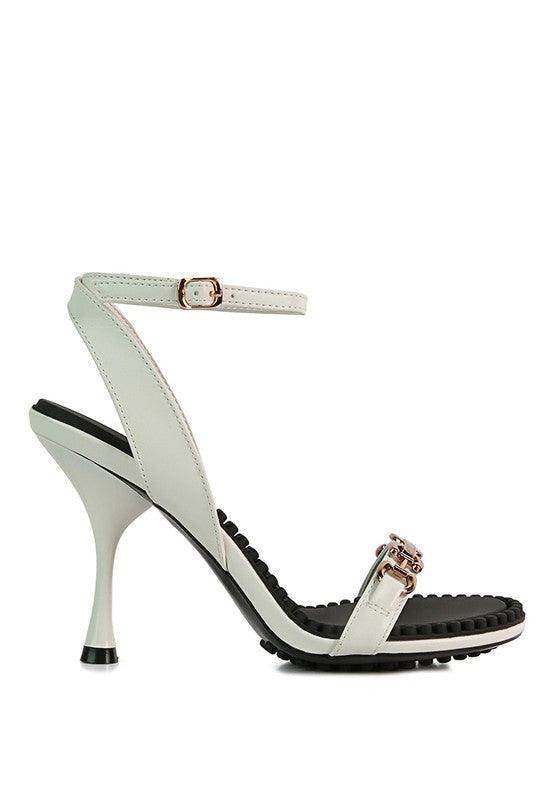 Rag Company Black Strappy Heels with Stylish Buckle and Elegant Stiletto Design