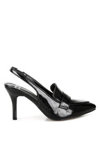 Rag Company women's slingback loafer sandals in black patent leather