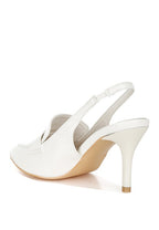 White women's slingback loafer sandals with a stylish high heel