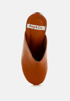 London Rag International Women's Recycled Leather Clogs in Brown with a Sleek Design