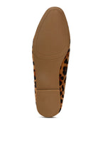 Bottom view of womens casual suede loafers with leopard print by Rag Company