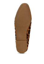 Bottom view of womens casual suede loafers with leopard print by Rag Company