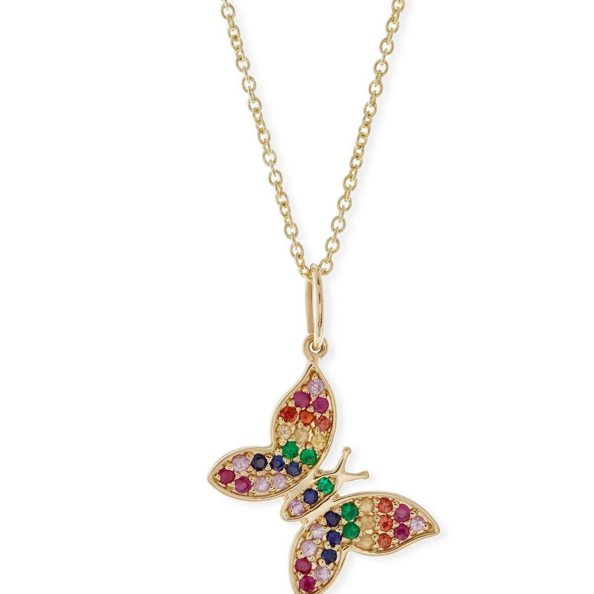 Women's Jewelry - Necklaces Rainbow Elements Pendant Necklaces 14K Gold Plated Butterfly Bar
