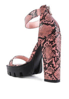 Rag Company Women's Heels in Rattle Snake Pattern Shoes with Bold Block Heel Design