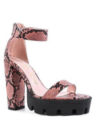 Rag Company women's heels with a rattle snake pattern shoes design and a trendy block heel