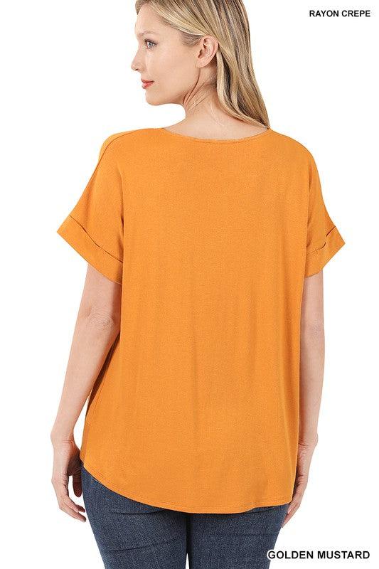  Rayon Span Crepe Knot-Front Top