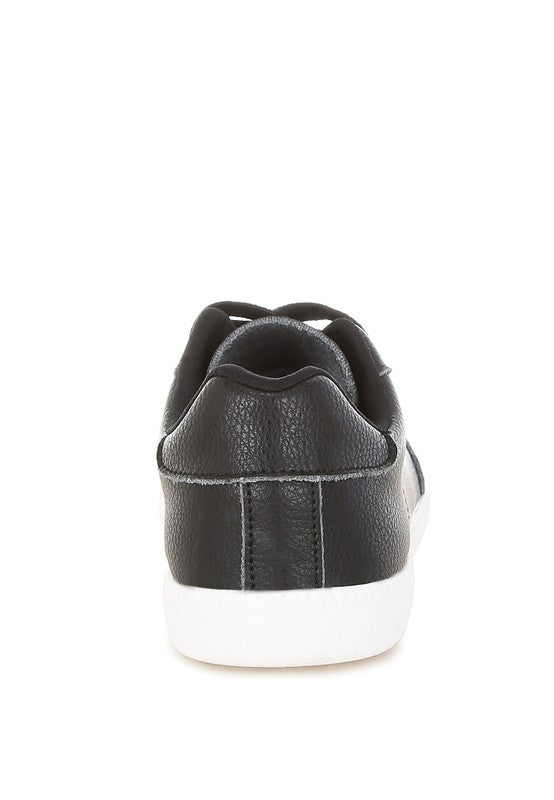 Women's black real leather casual sneakers for everyday wear