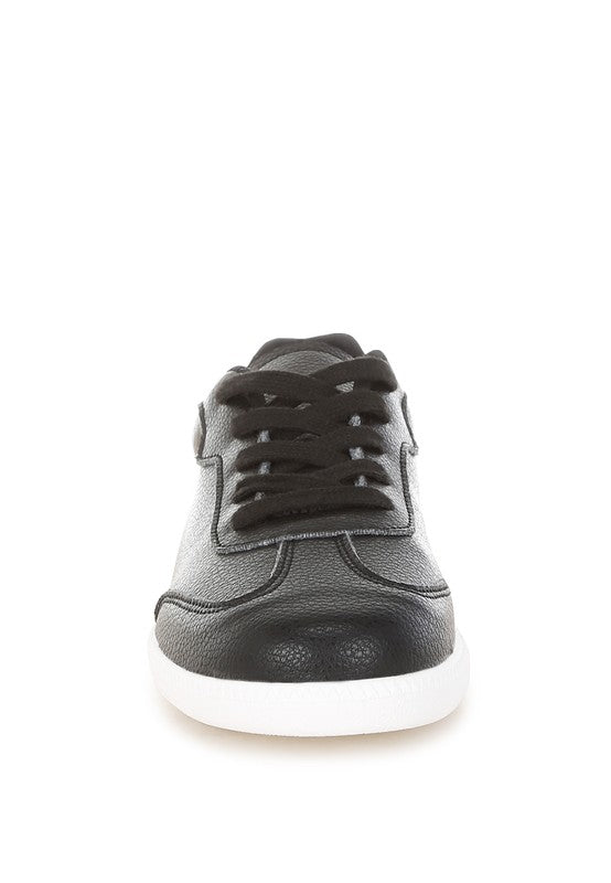 Rag Company black real leather casual sneakers for everyday wear
