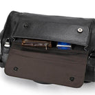 Black VacationGrabs real leather travel bags featuring a secure flap pocket for easy access