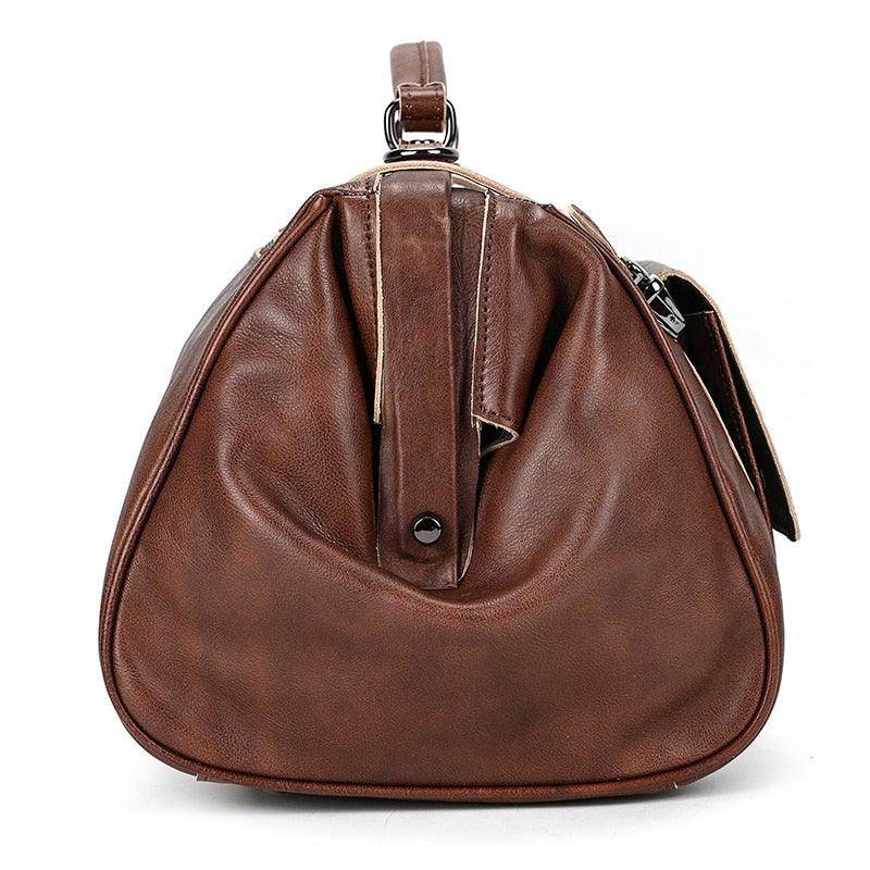 VacationGrabs real leather travel bags in brown with a stylish design and durable construction