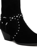 Rag Company real suede leather western boots with stylish studs and a chic silhouette