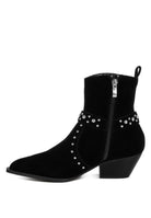 Stylish Rag Company real suede leather western boots with studded accents and a zipper closure