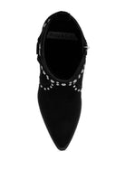 Black Rag Company real suede leather western boots featuring a sleek design with decorative details