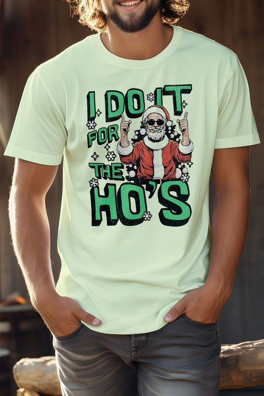 Rebel Stitch funny Christmas graphic tee featuring Santa in sunglasses with playful holiday text