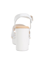 Women's white recycled leather block heel sandals for casual outings