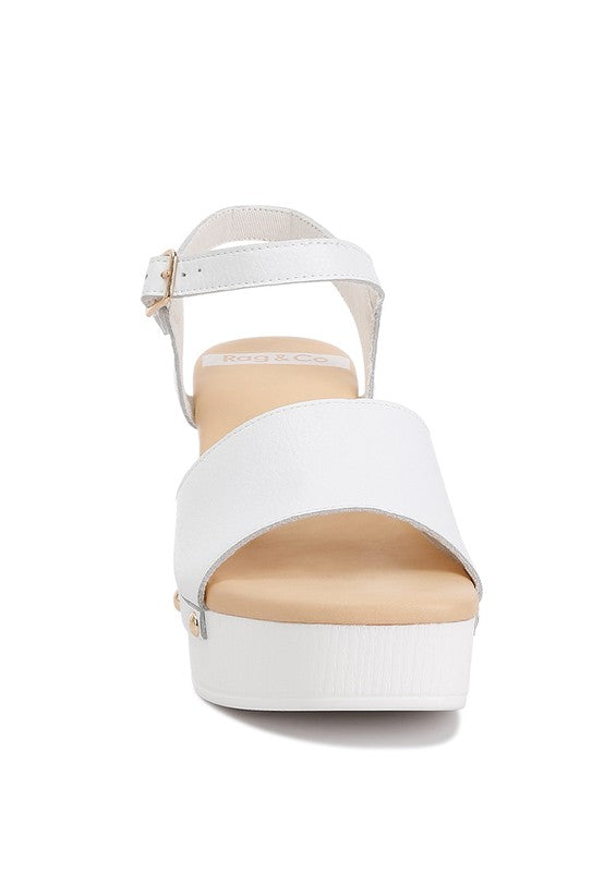 Women's white recycled leather block heel sandals for stylish summer wear