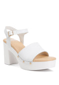 Women's white recycled leather block heel sandals for stylish summer looks