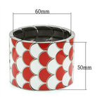 Red and white stretch bracelet with a scalloped design for stylish summer accessorizing