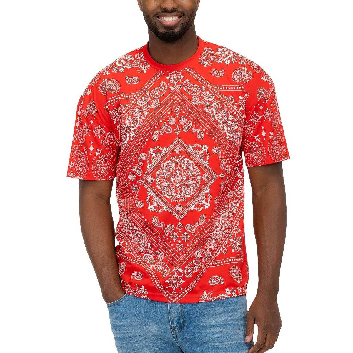 Red Bandana Print T-shirt - VacationGrabs