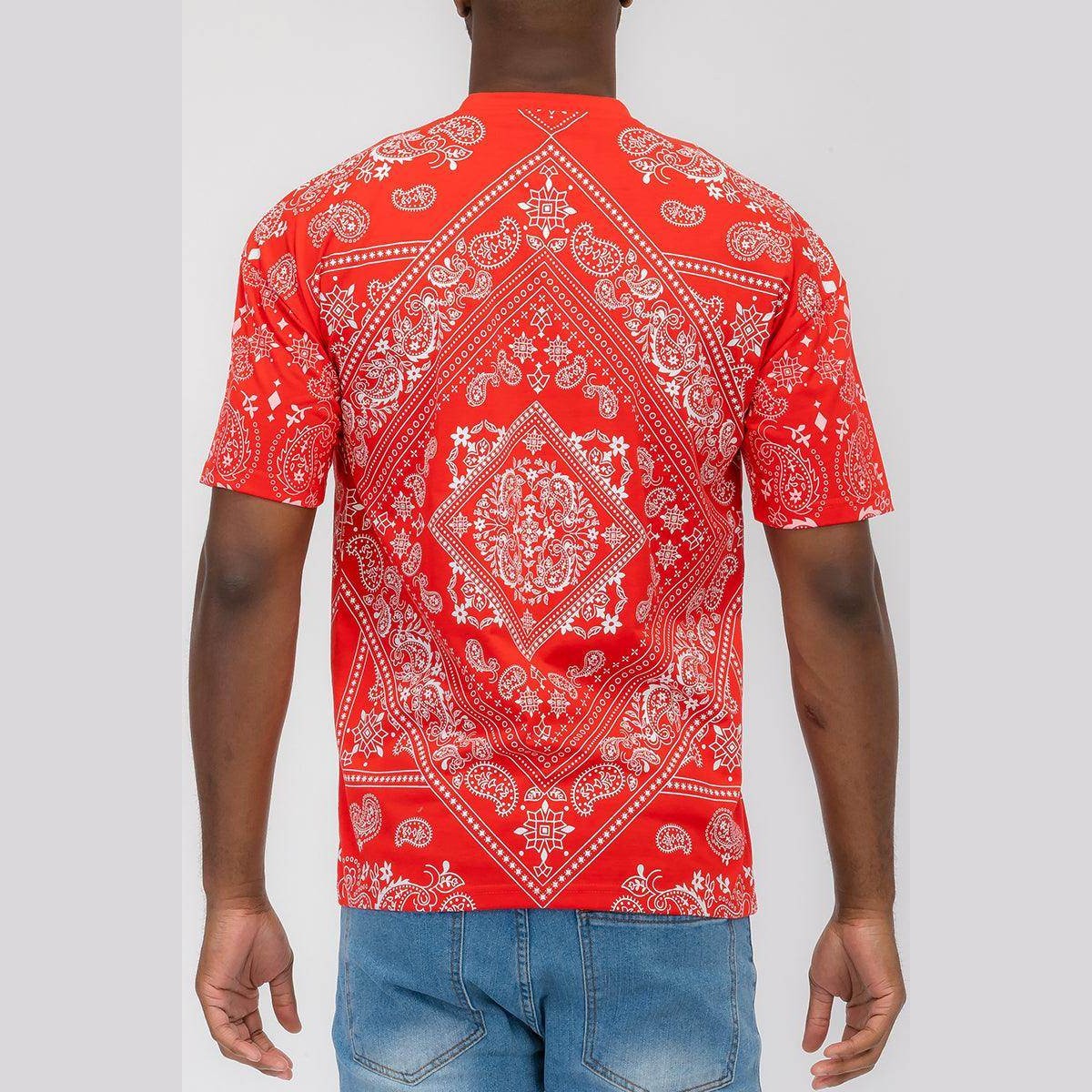 Red Bandana Print T-shirt - VacationGrabs