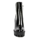 Women's black patent leather boots, perfect for stylish outfits