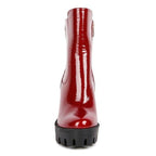 Women's red bottom high heel shoes, glossy finish, stylish and chic