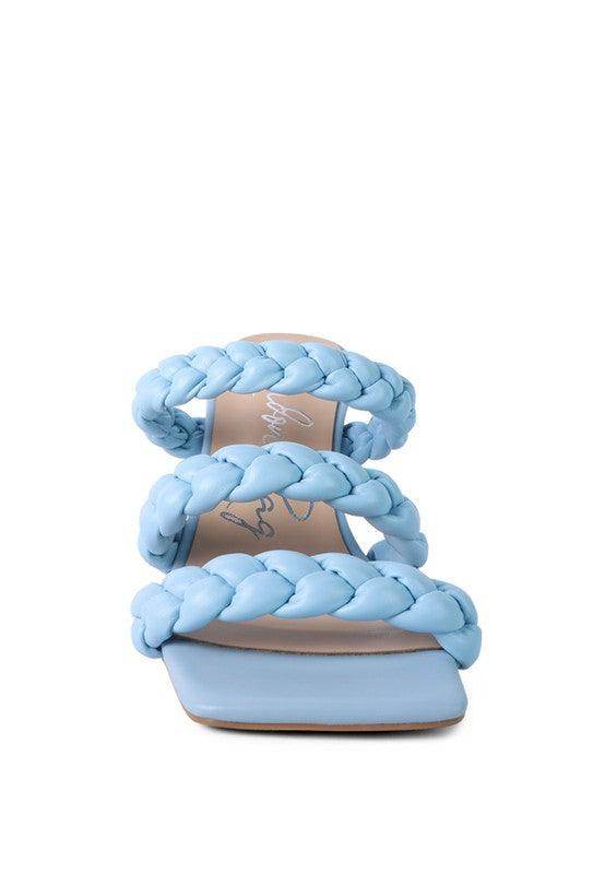 Rag Company Women's Blue Braided Sandals with Three Straps for Comfort and Style